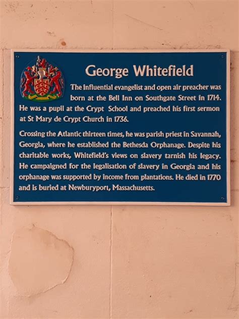 Blue Plaque Updated To Better Reflect Preacher George Whitefields Past