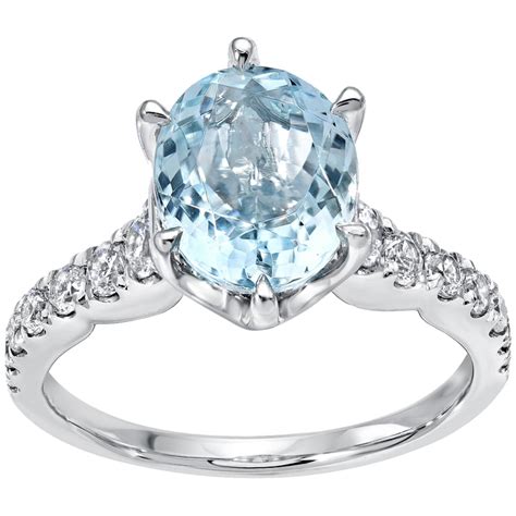 Oval Aquamarine Round Brilliant Cut Ctw Diamond Kt White Gold