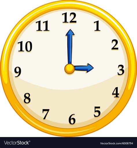 Yellow Round Clock With Blue Needles Royalty Free Vector