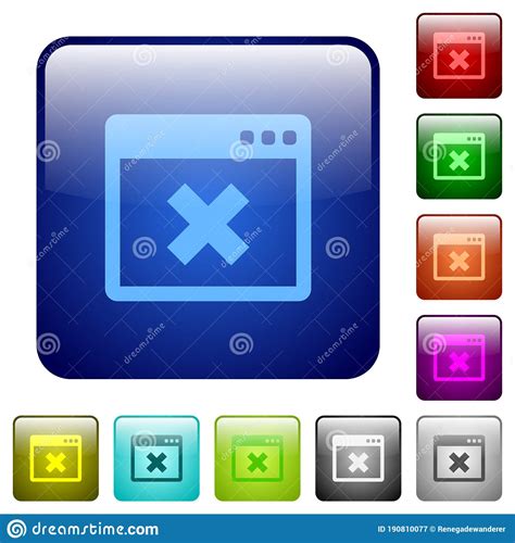 Application Cancel Color Square Buttons Stock Vector Illustration Of