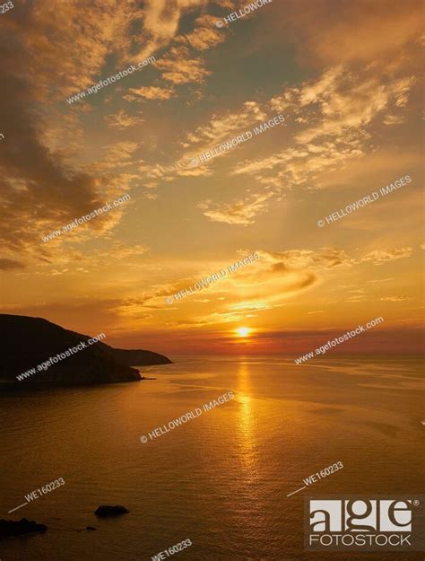 Sunset Over The Coast Of Cape Breton Island Nova Scotia Canada Stock