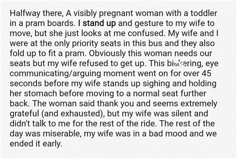 Aita For My Pregnant Wife To Give Up Her Seat To Another Pregnant Woman