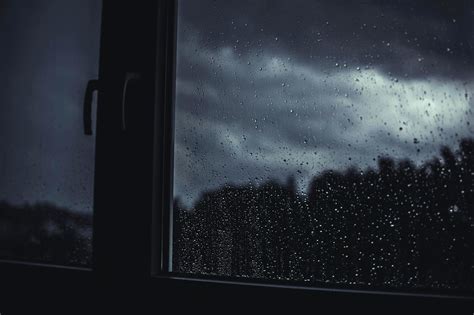 Free Picture Storm Rain Glass Dark Night Window
