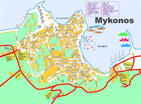 Mykonos Grekland Karta Map Of Beaches In The Island Of Mykonos Greece