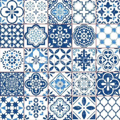 Retro Mosaic Tiles Wallpaper Wallsauce Us In 2021 Blue Mosaic Tile