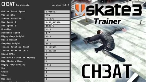 Ch3at Skate 3 Cheat Menu Trainer For Rpcs3 Youtube