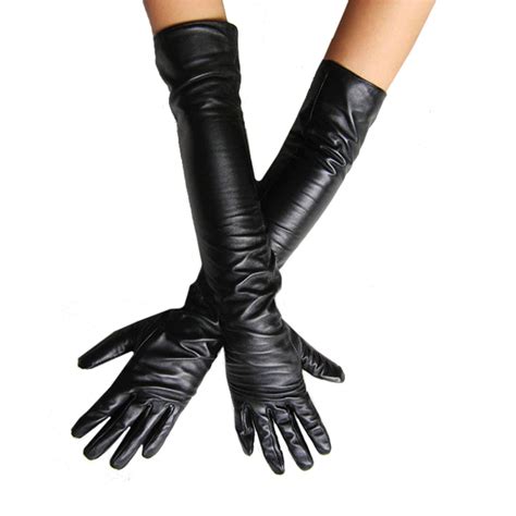 Aliexpress Com Buy Women S Faux Leather Long Gloves Ultra Long Belt