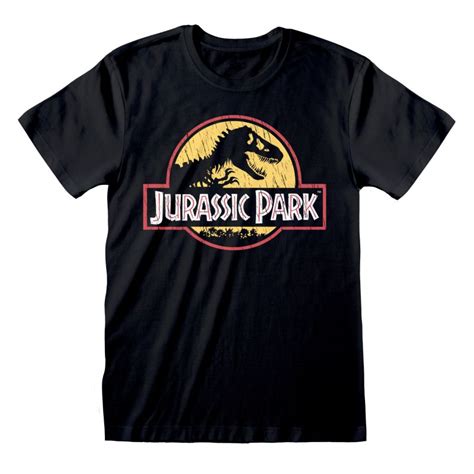 T Shirt Noir Jurassic Park Original Logo Distressed