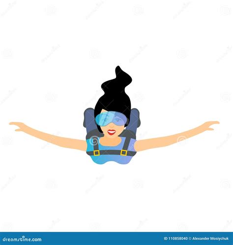 Skydiver Man And Woman Flying In The Blue Sky Parachutist Characters