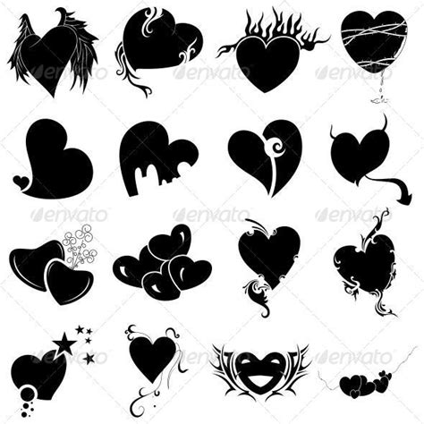 Tribal Heart Tattoo Designs Vector Pack By Vecras Graphicriver
