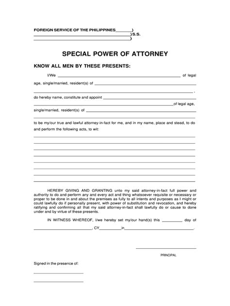 Sample Special Power Of Attorney Philippines Fill Online Printable