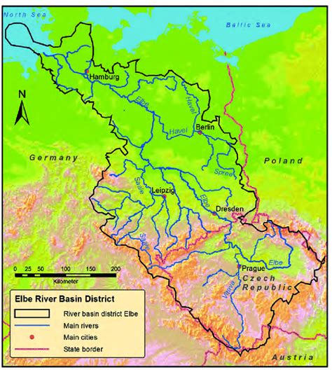 12 topography of the elbe river basin with its major cities and the download scientific