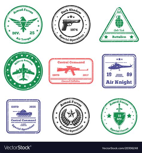 Military Insignia Stamps Set Royalty Free Vector Image