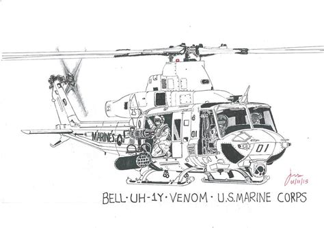 Bell Uh 1 Huey Helicopter Drawing Sketch Coloring Page