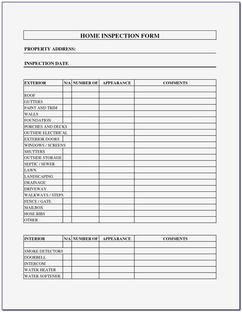 Property Inspection Checklist Form