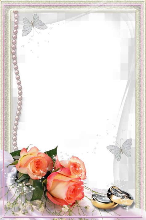 Beautiful Transparent Wedding Photo Frame With Rings And Roses Framed