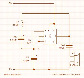 Does this mean that capacitor is charged only through 47k ohm resistor? Metal Detector Circuit | Metal detector, Electronics ...