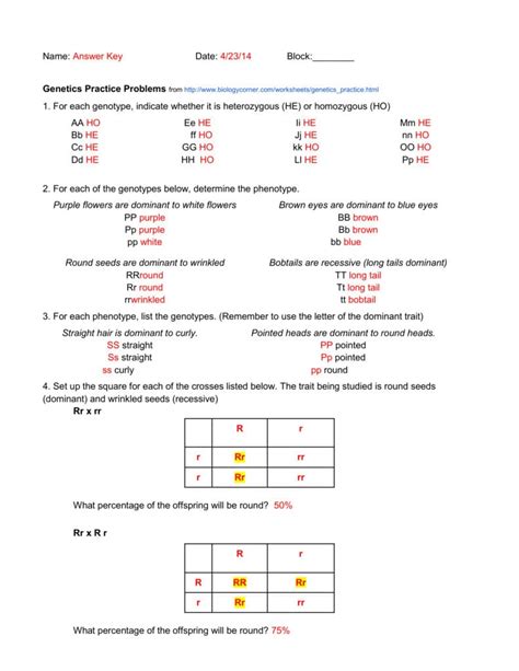 Https://tommynaija.com/worksheet/worksheet On Basic Genetics Answers