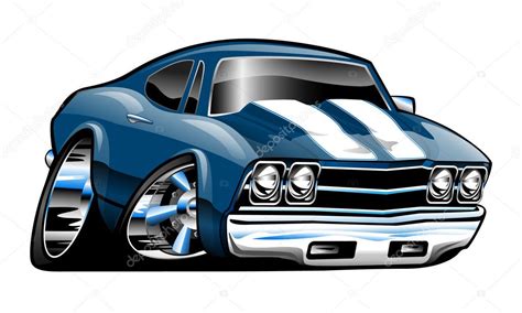Classic American Muscle Car Cartoon Illustration Stock Vector By