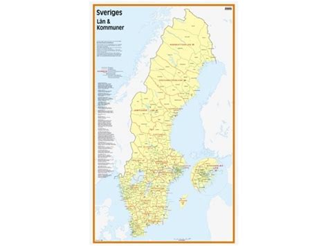 Köp Sveriges Län och Kommuner 50x83cm med snabb leverans - Kartbutiken.se