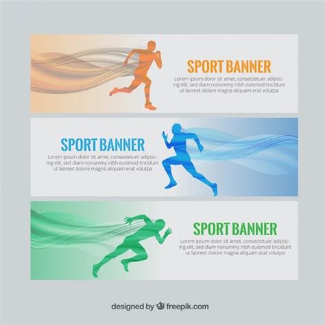 Sport Banners With Runners And Waves Vector Free Download