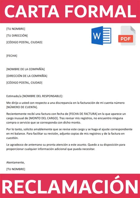 Carta Formal De Reclamación Ejemplos Gratis Word Pdf