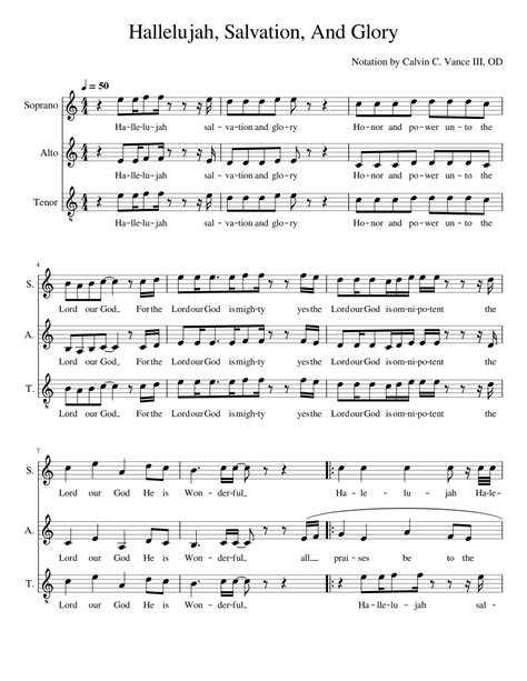 Hallelujah Salvation And Glory Stephen Hurd Sheet Music For Soprano