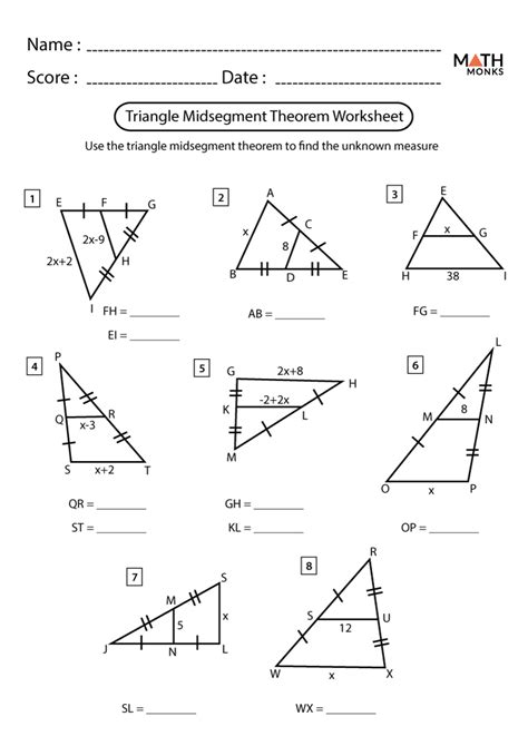 Midsegment Of A Triangle Worksheet