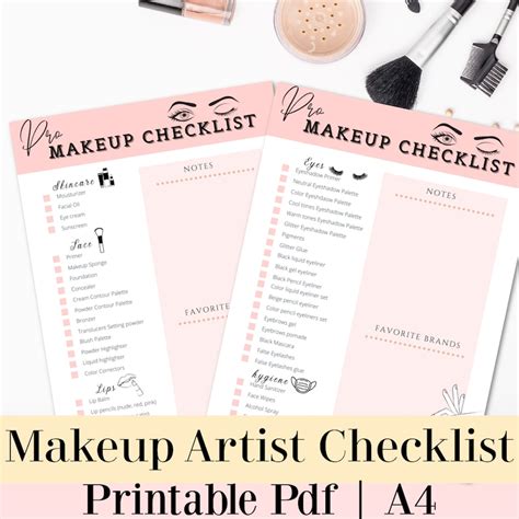 Makeup Checklist Makeup Artist Checklist Makeup Kit Checklist Makeup