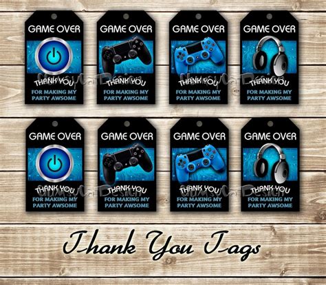 Game Thank You Tags Video Game Tags Video Gamer Party Favor Etsy