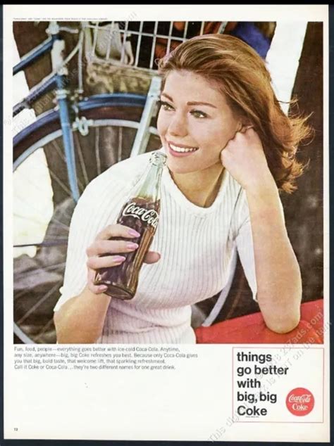 1966 Coke Coca Cola Smiling Woman Photo European Vintage Print Ad 809