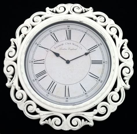 Extra Large Baroque Wall Clock 23 Wide White Cottage Shabby Chic