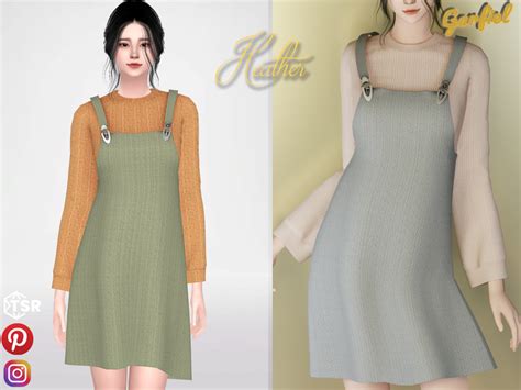 The Sims Resource Heather Knitted Sweater And Sundress With Straps