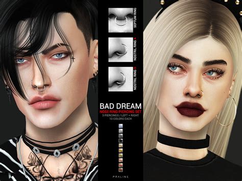 Bad Dream Nose Ring Piercing Set By Pralinesims At Tsr Sims 4 Updates