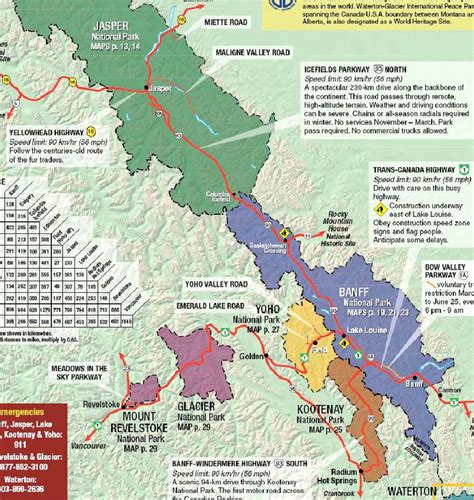 Printable Map Of Banff National Park