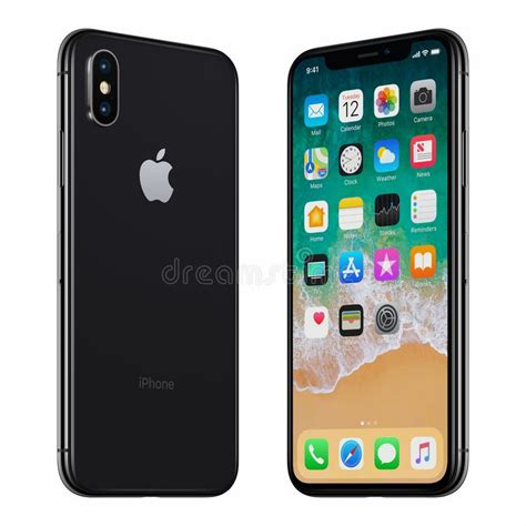 Black Apple Iphone X With Ios 11 Lockscreen Front Side And Back Side