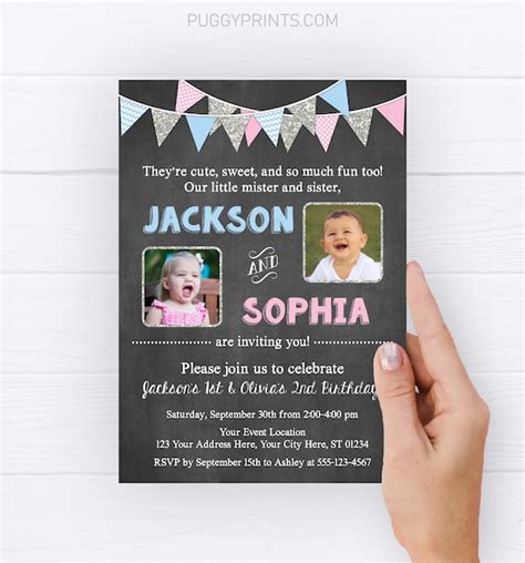 Siblings Birthday Invitation Editable Joint Birthday Party Etsy Australia
