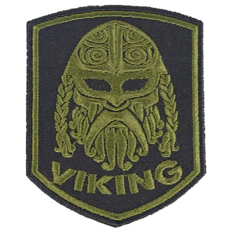 Viking Embroidered Patch Black White Olive