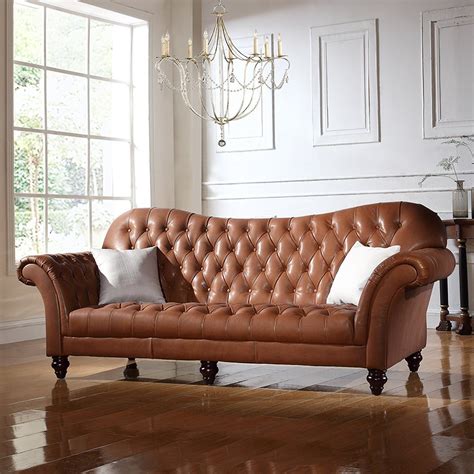 Classic Victorian Italian Leather Sofa