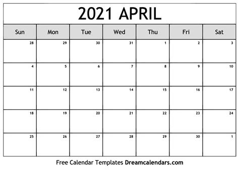 Printable april 2021 templates are available in editable word, excel, pdf & page format. April 2021 calendar | free blank printable templates