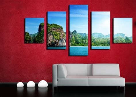 Jie Do Art 5 Piece Thailand Ocean Landscape Rocks Sky Oil Painting