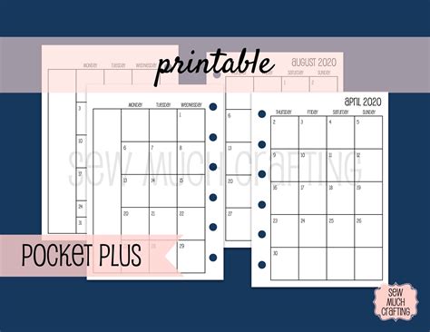 PRINTABLE Pocket PLUS Size Month On Two Page Inserts July Etsy