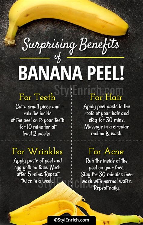 Surprising Bananapeeluses And Benefits Banana Benefits Banana Peel Uses Healthy Skin Tips