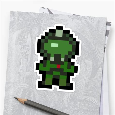 Pixel Doomguy Sticker By Impishmatt Redbubble