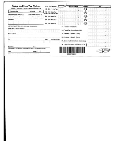 Form E 500a Sales And Use Tax Return Printable Pdf Download