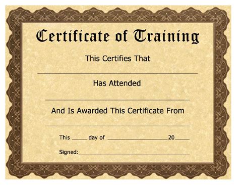 Certificate Of Training Template Brown Download Printable Pdf