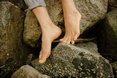 Barefoot On The Rocks Authentic Stock Photos