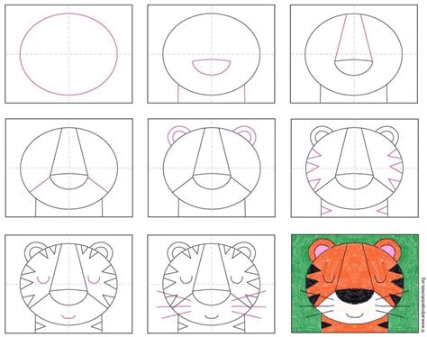 You just need a red pen and a paper to start drawing a 15 steps to draw a tigar. Draw a Tiger Face · Art Projects for Kids in 2020 | Tiger ...
