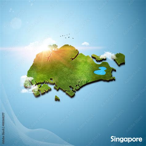 Realistic 3d Map Of Singapore Stock Illustration Adobe Stock