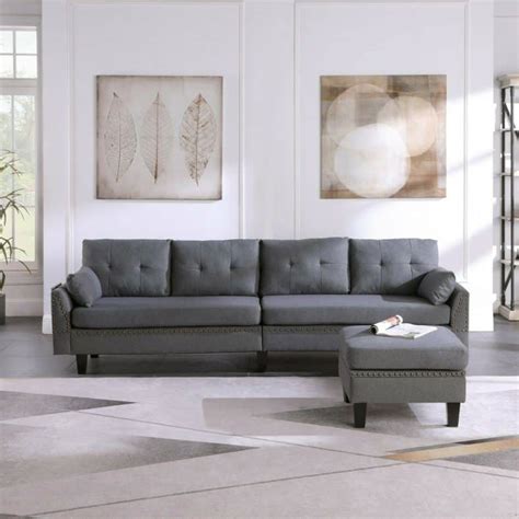 4 Seater Fabric Sectional Sofacouch W Ottoman Affordable Modern